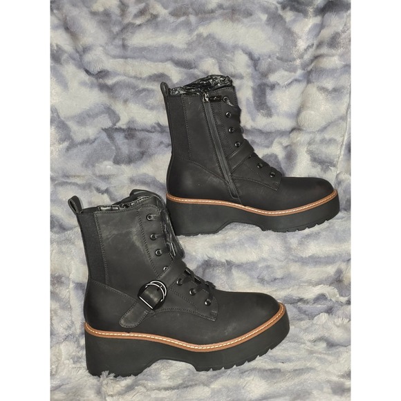 NWB Aqua College Waterproof Gecko Lace-Up Nubuck Leather Buckle Combat Boots‎ 11 - Picture 3 of 11